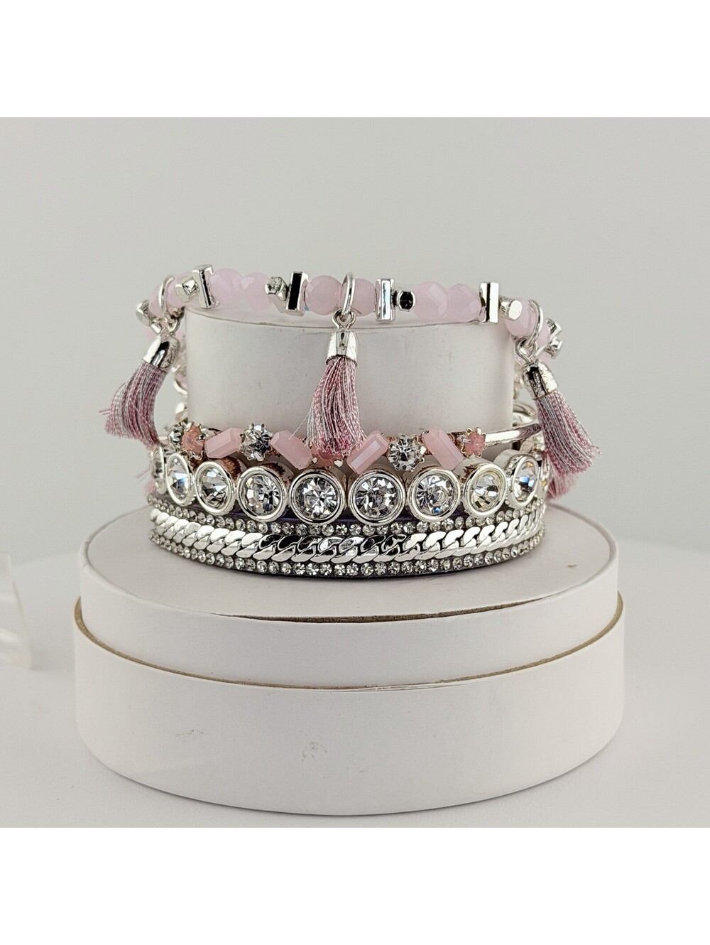 Bomb Party RETRO Stacks "Bubblegum Sparkle" on Silver 2 Charms RBP5262